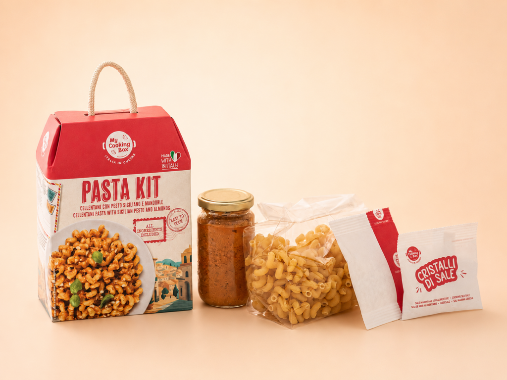 Cellentani kit with Sicilian pesto and almonds